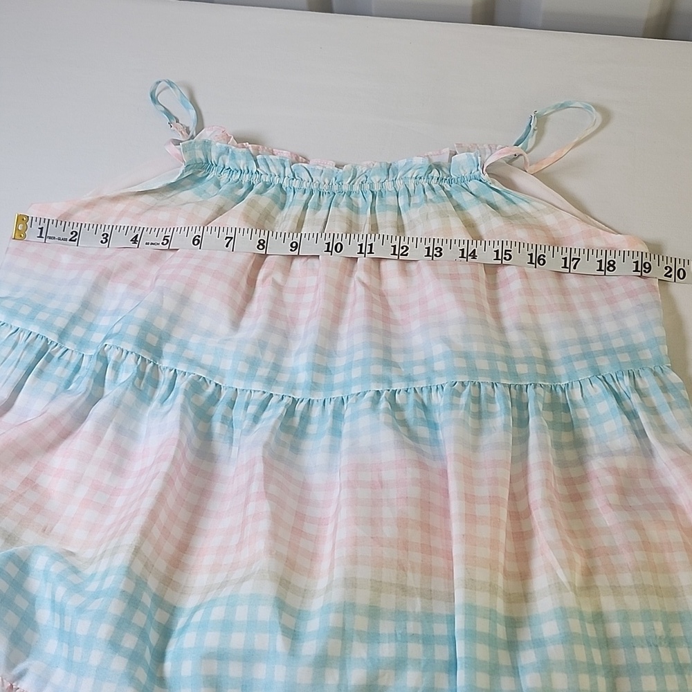 Storia Womens Pastel Gingham Check Flowy Mid Dress Size Medium Lightweight Lined - Picture 5 of 7